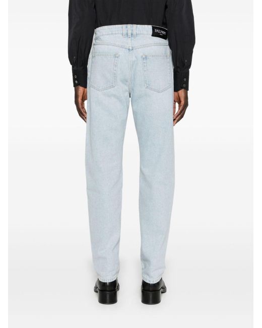 Balmain Blue Mid-rise Straight Jeans for men