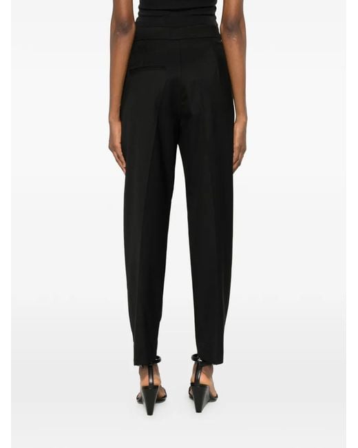 Nissa Black Dotted-Seam Trousers