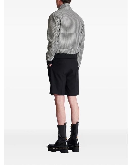 Balmain Gray Houndstooth-Pattern Zip Jacket for men