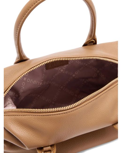 Liu Jo Brown Small Embossed-Logo Tote Bag