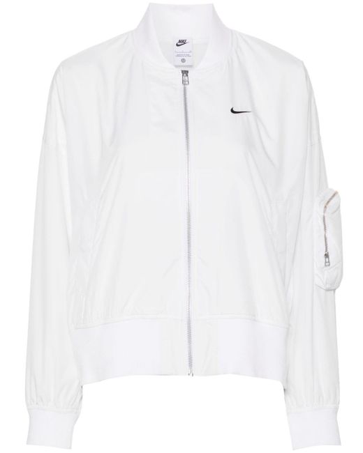 Nike White Essential Bomber Jacket