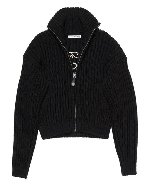 Acne Black Zip-Fastening Cardigan for men