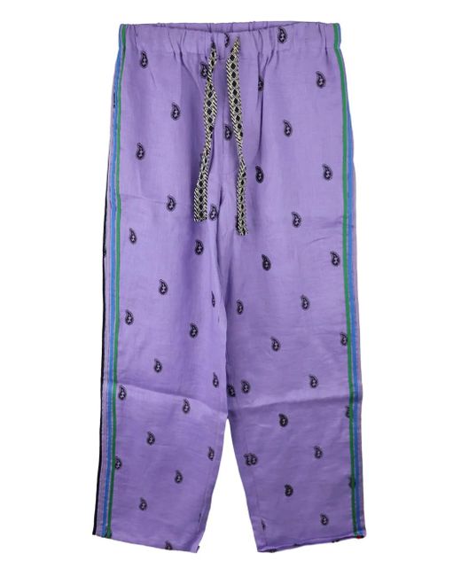 The World Is Yours Purple Easy Paisley-embroidered Trousers for men