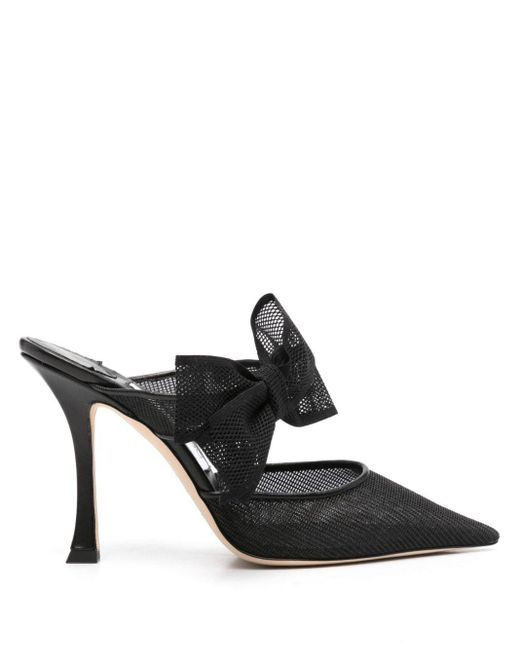 Jimmy Choo Black 95Mm Bow-Detail Pumps