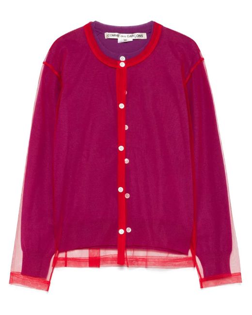 Comme des Garçons Pink Overlay-Mesh Cardigan