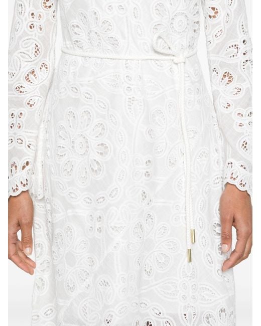 Zimmermann Ottie Broderie Anglaise Midi-jurk in het White