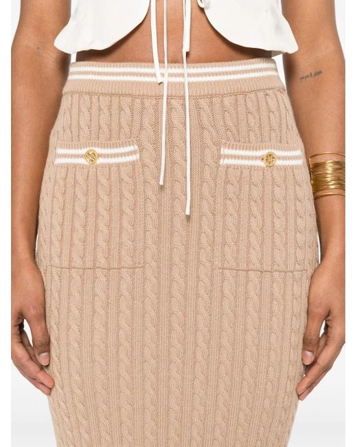 Alessandra Rich Natural Cable-Knit Midi Skirt