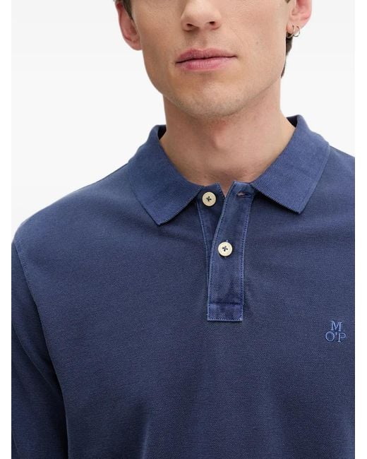 Marc O' Polo Blue Logo-Embroidered Piqué Polo Shirt for men