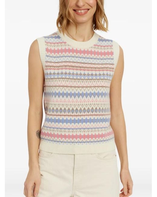 Chinti & Parker White Fair Isle Sweater Vest
