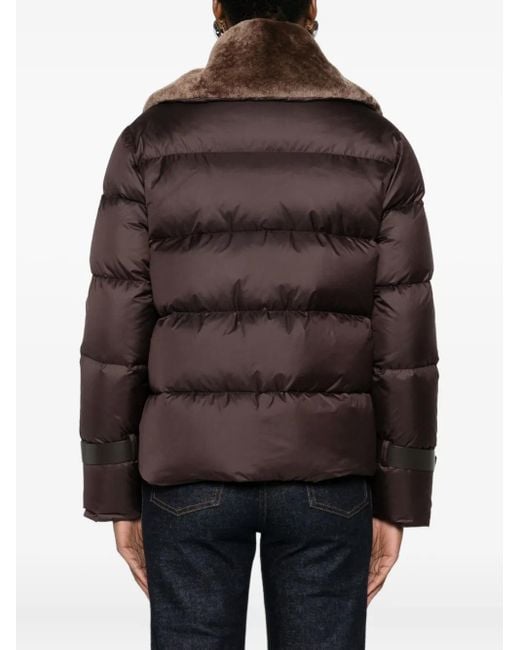 Fendi Brown Shearling-Collar Ski Jacket
