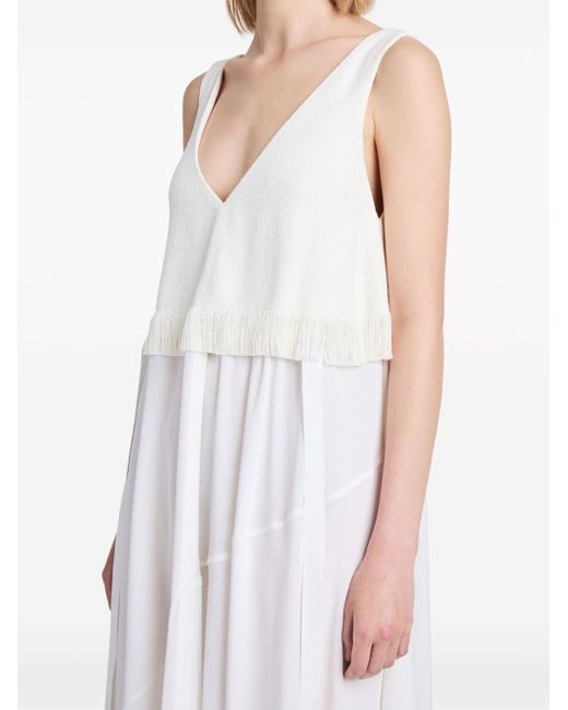 Proenza Schouler White Lynda Dress In Textured Marocaine With Boucle