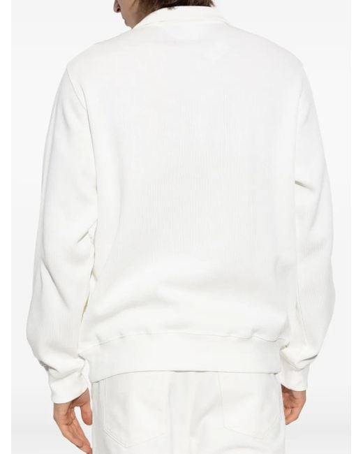 Lacoste White Half-Zip Embroidered Sweatshirt for men