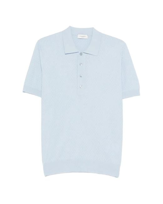 Paolo Pecora Blue Textured Polo Shirt for men
