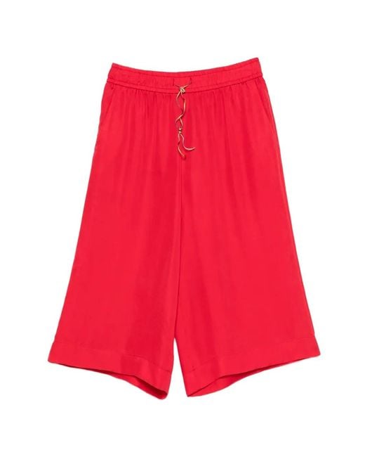 ..,merci Red Drawstring Cropped Trousers