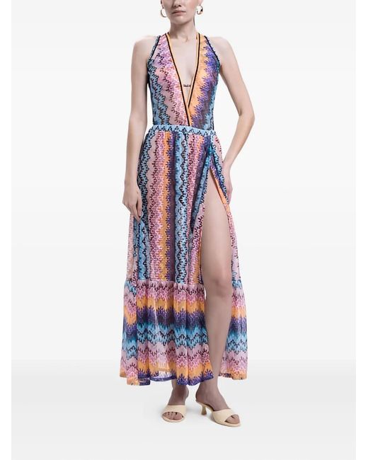Missoni White Zigzag-Pattern Maxi Dress