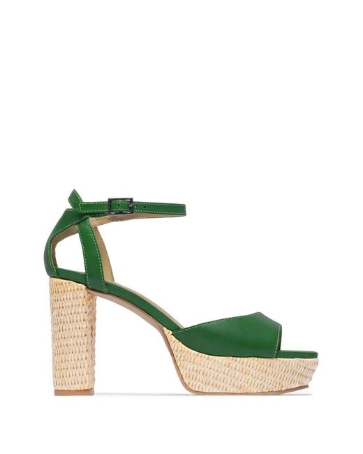 Bernardo Green Valeria Platform Block-Heel Sandals