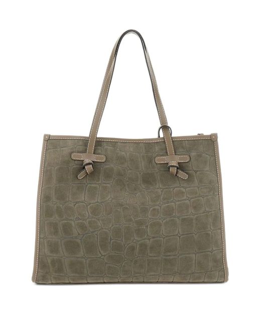 MARCELLA CLUB Natural Crocodile-Embossed Tote Bag