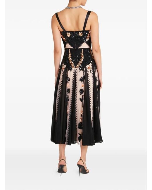 Temperley London White Gilded Sequin-Embellished Midi Dress