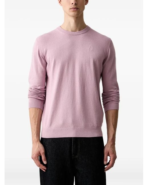 Karl Lagerfeld Purple Logo-Embroidered Crew-Neck Sweater for men