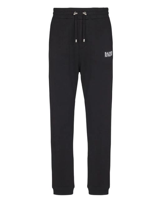 Balmain Black Drawstring-Fasteningl Logo-Detail Track Pants for men