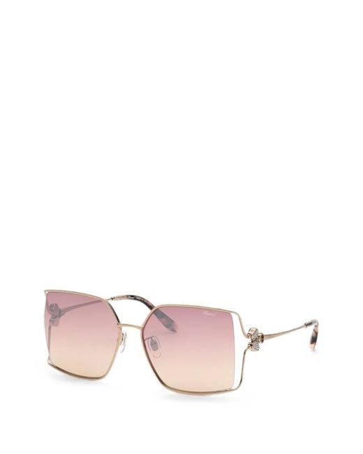 Chopard Pink Crystal-Embellished Square-Frame Sunglasses