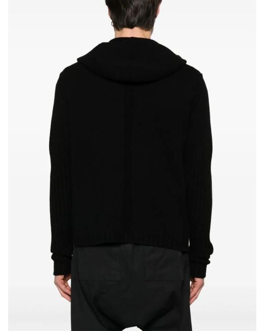 Rick Owens Black Zipped Hoodie for men