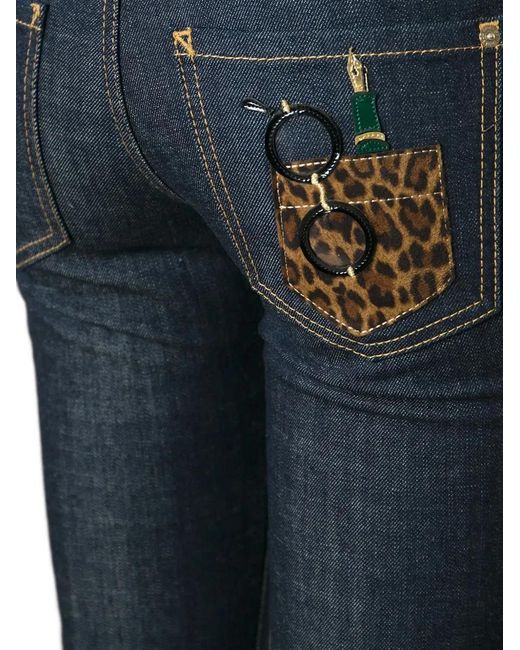 DSquared² Blue Leopard-Print Pocket Jeans