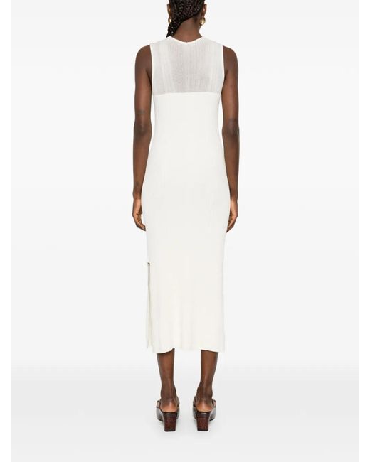 Bompard Geribbelde Midi-Jurk in het White