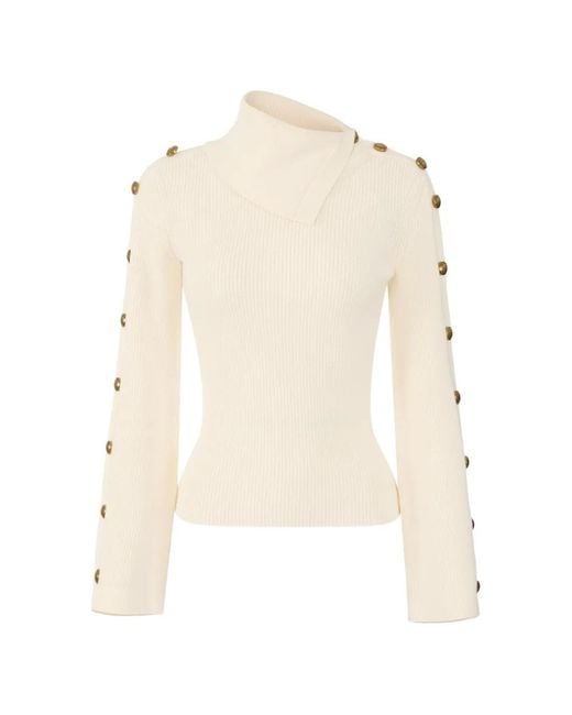 Elisabetta Franchi White Knit Pullover With Jewel Buttons