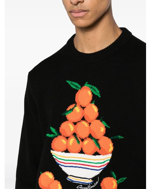 Casablanca Black Pyramide D'Oranges Intarsia-Knit Jumper for men
