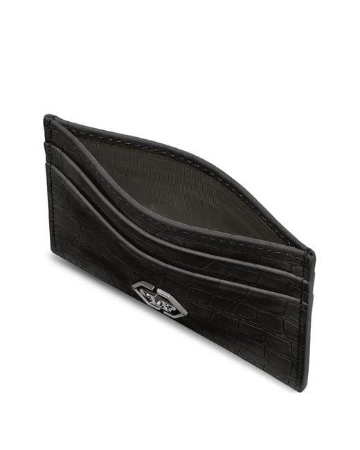 Philipp Plein Black Crocodile-Effect Card Holder