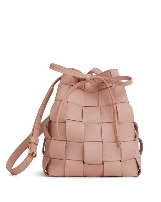 Mansur Gavriel Mini Upcycled Woven Bucket Bag in Pink | Lyst