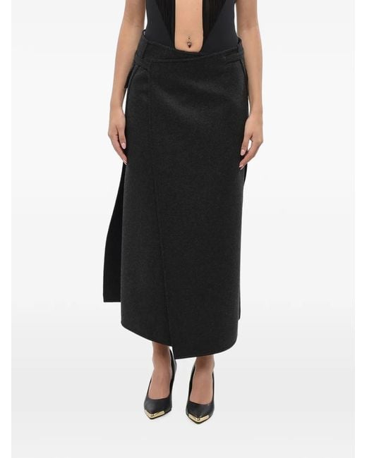 Gucci Black Patch-Pocket Wrap Midi Skirt