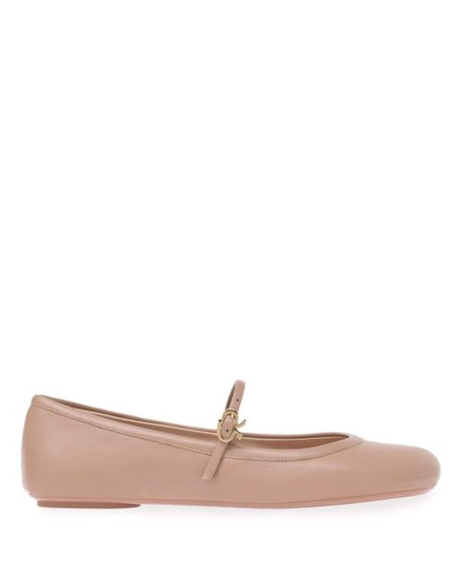 Gianvito Rossi Natural Pink Carla Leather Ballet Pumps