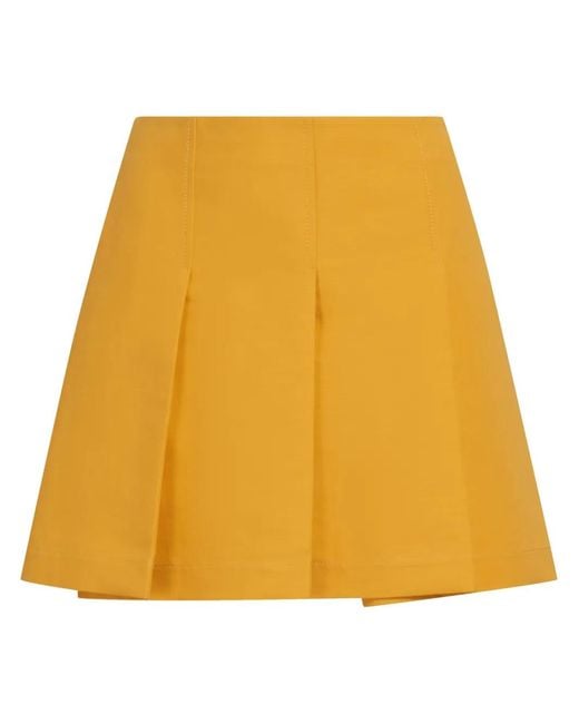 Marni Yellow Pleated Cotton Miniskirt