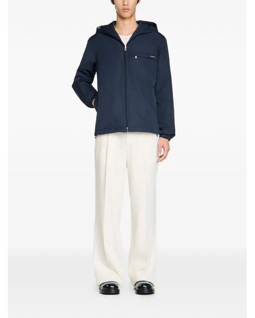 Sandro Blue Nylon Windbreaker for men