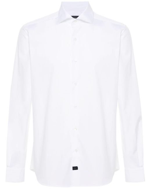 Fay White Cutaway-collas Cotton Shirt for men
