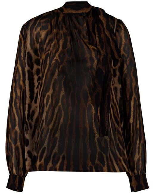 Givenchy Black Leopard-Print Blouse