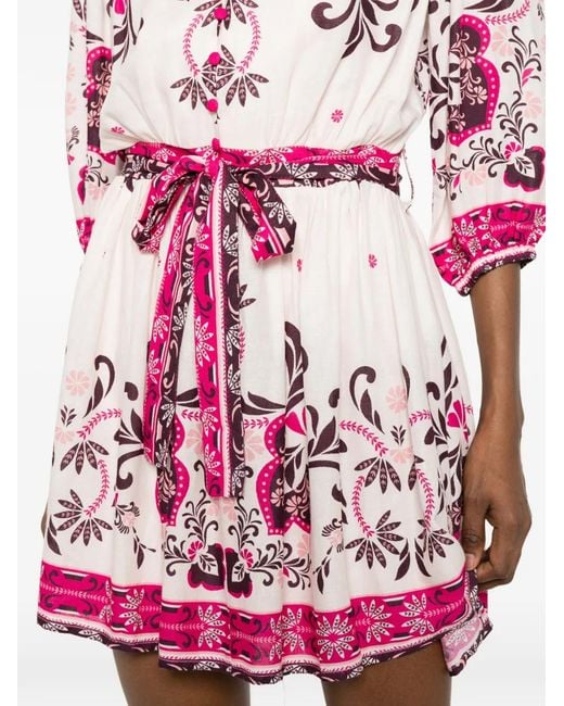 Twinset Pink Floral-Print Button-Fastening Midi Dress