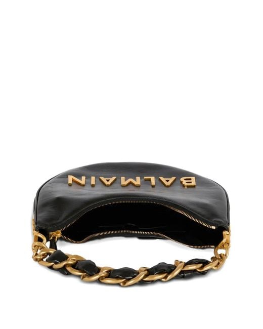 Balmain Black 1945 Soft Moon Bag