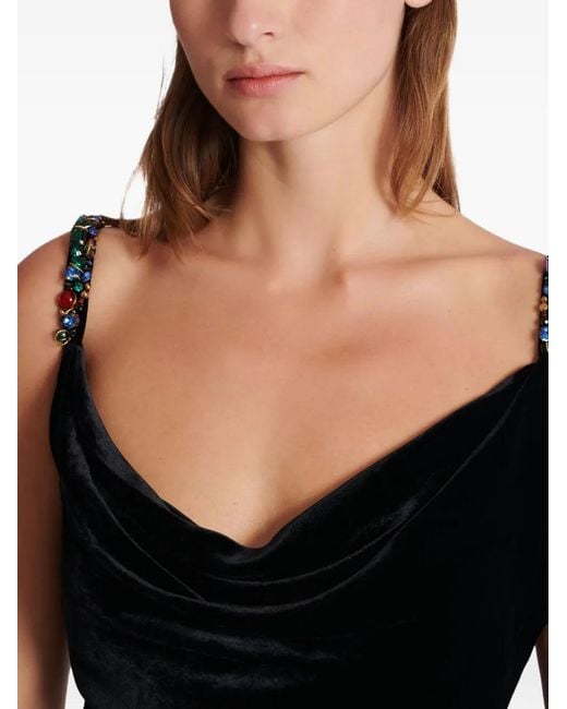 Balmain Black Jewel-Embellished Velvet Dress