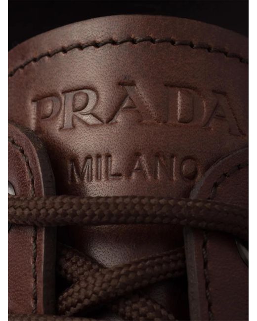 メンズ Prada レザー ダービーシューズ Brown