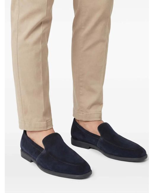 Santoni Blue Suede Loafers for men
