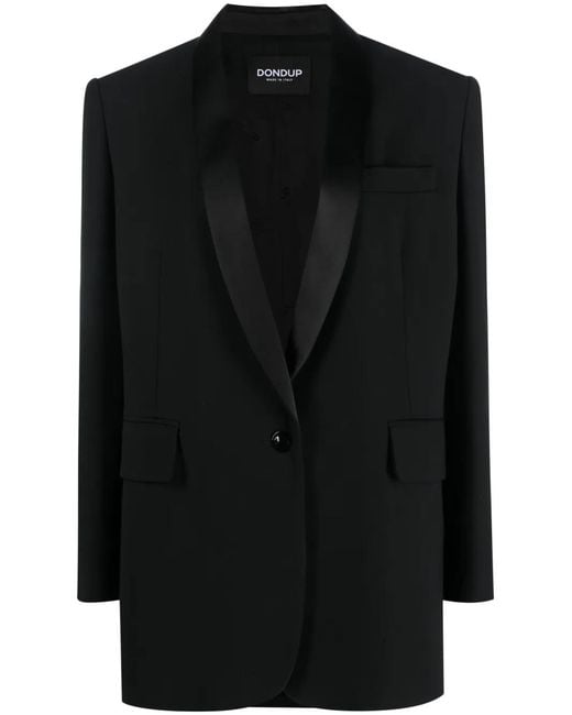 Dondup Black Single-Breast Virgin Wool-Blend Jacket