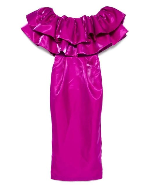 MITILIANE COUTURE Purple Ruffled Maxi Dress