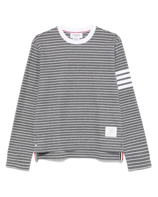 Thom Browne Gray 4-Bar Stripe Long-Sleeve T-Shirt for men