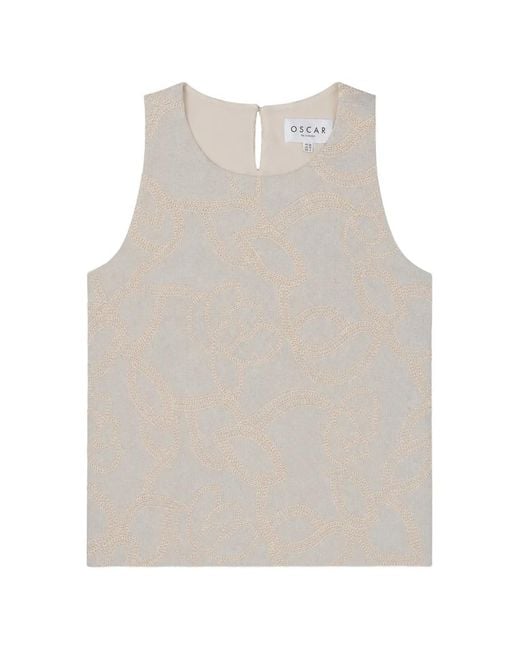 OSCAR THE COLLECTION White Embroidered Sleeveless Top