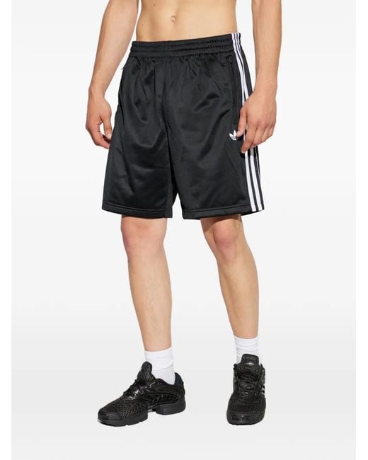 Adidas Black Short À Logo Brodé Et Rayures Latérales for men