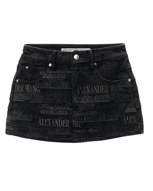 Alexander Wang Black Logo-Embroidered Denim Shorts