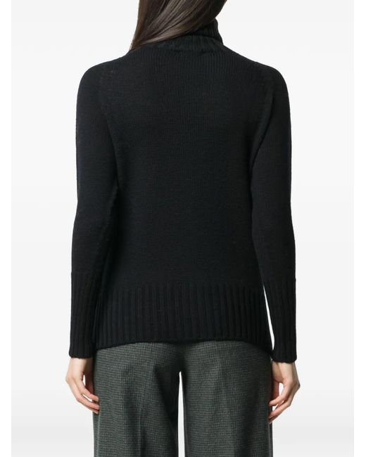 Drumohr Black Roll-Neck Ribbed-Trim Sweater
